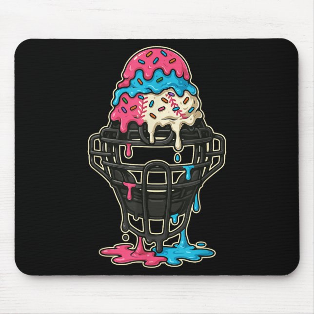 Baseball Catcher Mask Ice Cream Drip Baseball Boys Mouse Mat (Front)