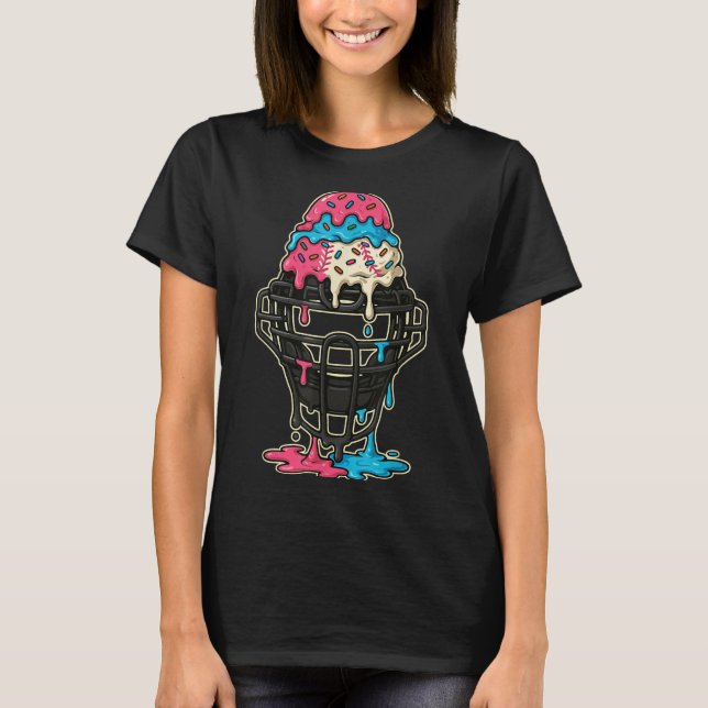 Baseball Catcher Mask Ice Cream Drip Baseball Boys T-Shirt (Front)
