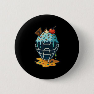 Baseball Catcher Mask Ice Cream Drip Sprinkles Des 6 Cm Round Badge