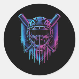 Baseball Catcher Mask Paint Dripping Baseball Fan Classic Round Sticker