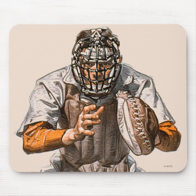 Baseball Catcher Mouse Mat (Front)