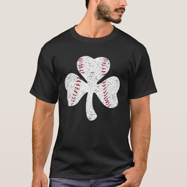 Baseball Catcher Pitcher Shamrock  St Patricku2019 T-Shirt (Front)