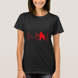 Baseball Catcher - Red Baseball Catcher Heartbeat T-Shirt