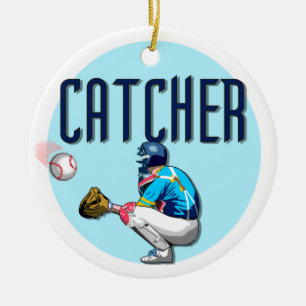 Baseball Catcher T-shirts and Gifts Ceramic Tree Decoration