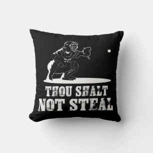 Baseball Catcher  Thou Shalt Not Steal - Religious Cushion