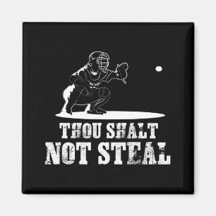 Baseball Catcher  Thou Shalt Not Steal - Religious Magnet