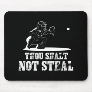 Baseball Catcher Thou Shalt Not Steal - Religious Mouse Mat