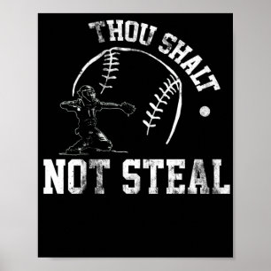 Baseball Catcher Thou Shalt Not Steal Religious Poster