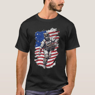 Baseball Catcher Vintage American Flag 4th of July T-Shirt