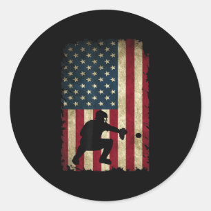 Baseball Catchers Gear Sports American Flag Little Classic Round Sticker