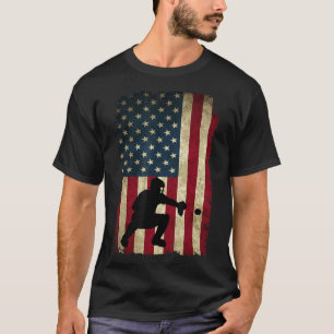 Baseball Catchers Gear Sports American Flag Little T-Shirt