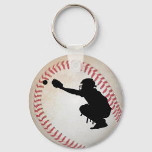 Baseball Cather Silhouette Key Ring