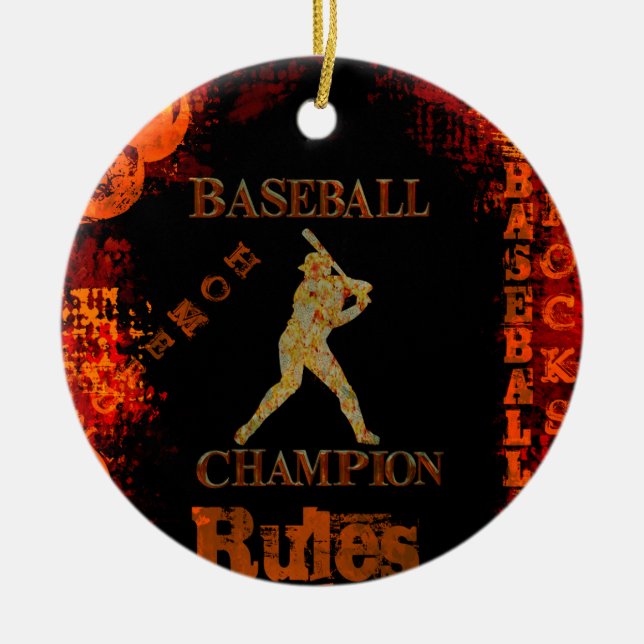 Baseball Ceramic Tree Decoration (Front)