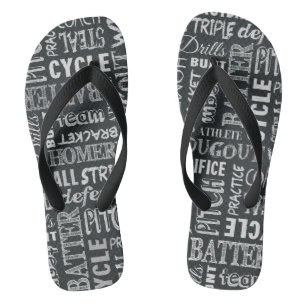 Baseball Chalkboard Terms Flip Flops