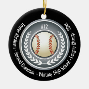 Baseball Champion Player School Black Ceramic Tree Decoration