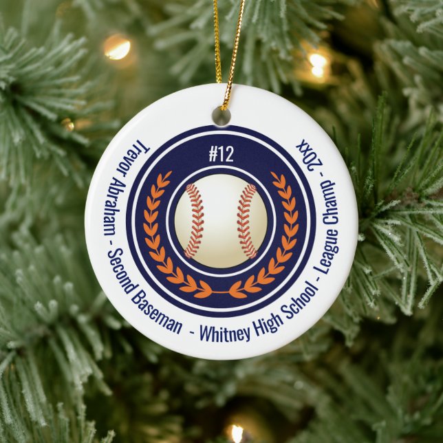 Baseball Champion Player School Blue Ceramic Tree Decoration (Tree)