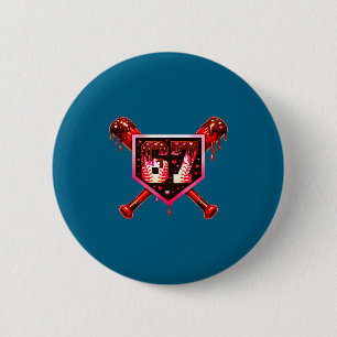 Baseball Chocolate Drip 67 Valentine Love Matching 6 Cm Round Badge