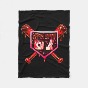 Baseball Chocolate Drip 67 Valentine Love Matching Fleece Blanket