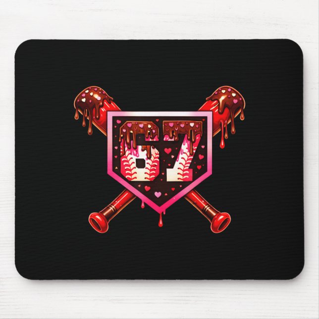 Baseball Chocolate Drip 67 Valentine Love Matching Mouse Mat (Front)