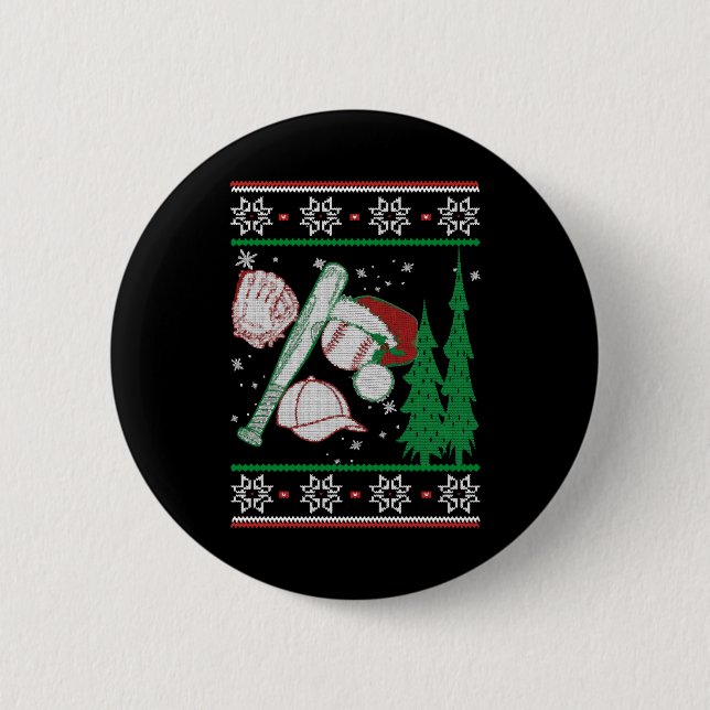 Baseball Christmas  6 Cm Round Badge (Front)