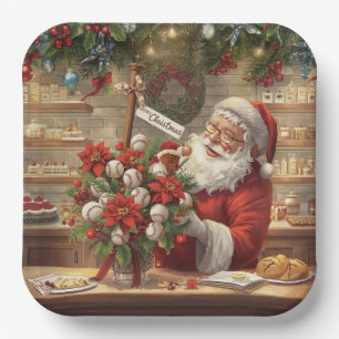 Baseball Christmas Bakery with Santa Claus Paper Plate