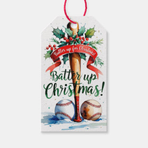 Baseball Christmas “Batter Up for Christmas!” Gift Tags