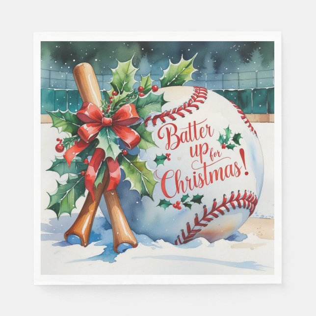 Baseball Christmas “Batter Up for Christmas!” Napkin (Front)