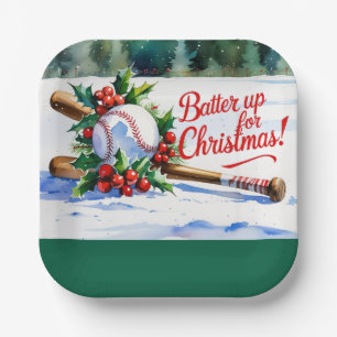 Baseball Christmas “Batter Up for Christmas!” Paper Plate