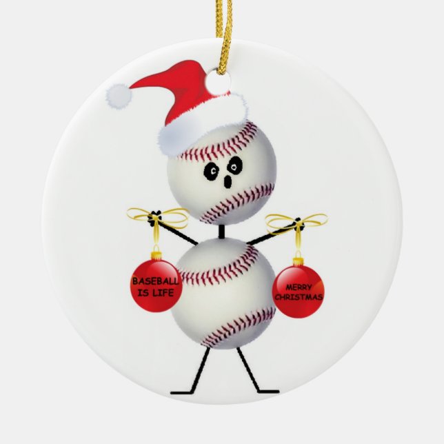Baseball Christmas Ceramic Tree Decoration (Front)