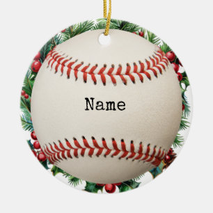 Baseball Christmas Ceramic Tree Decoration
