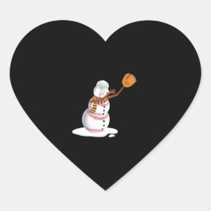 Baseball Christmas Dubbing Snowman Gift Mum or Dad Heart Sticker