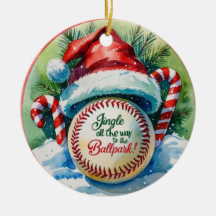 Baseball Christmas Festive Baseball Ceramic Tree Decoration