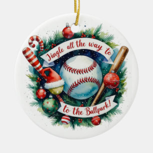 Baseball Christmas Festive Baseball Ceramic Tree Decoration