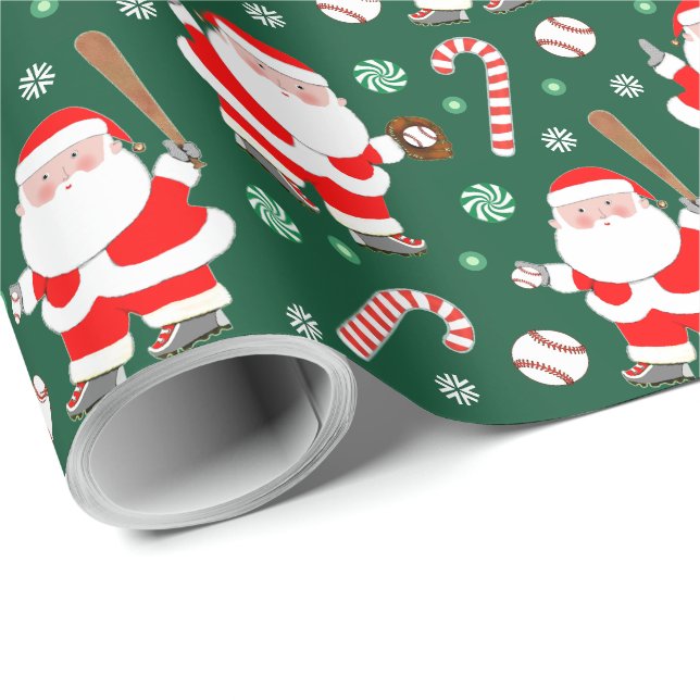Baseball Christmas Gift Wrapping Paper (Roll Corner)