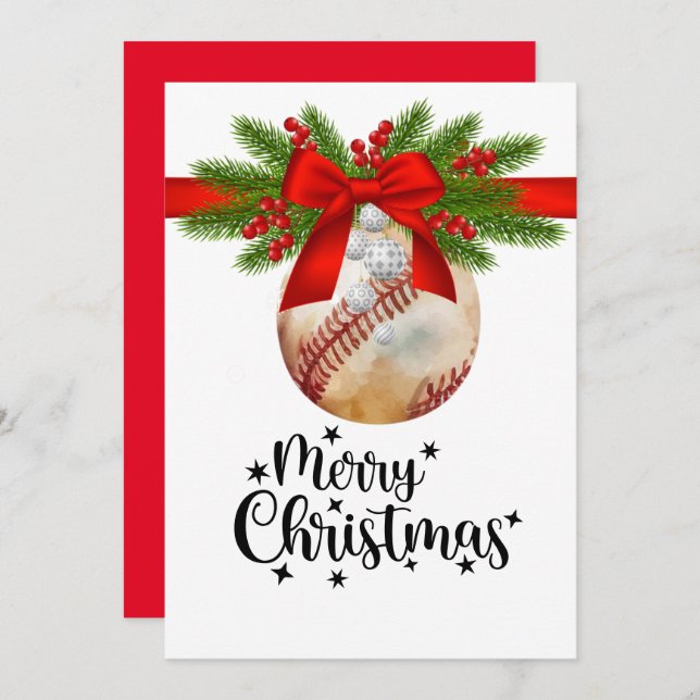 Baseball Christmas  Greeting card for player  (Front/Back)