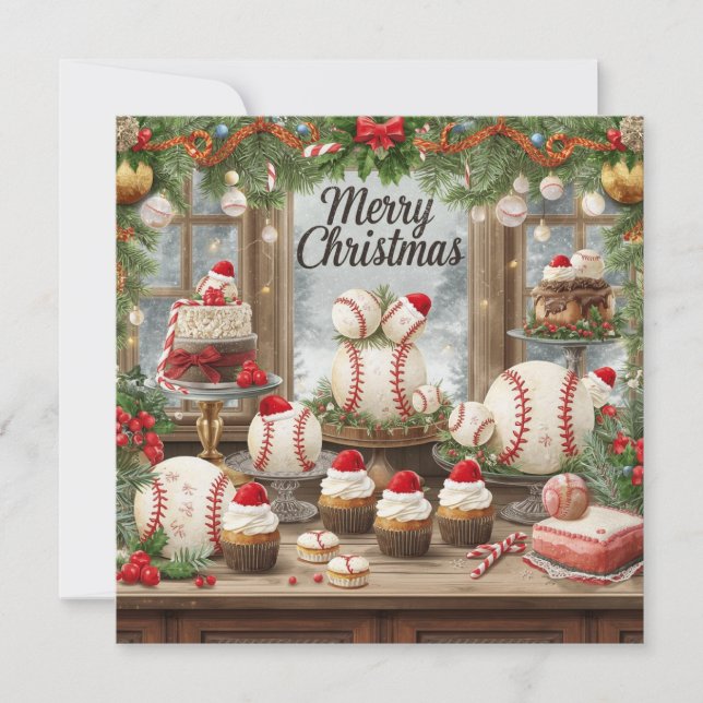 Baseball Christmas  Holiday Card (Front)