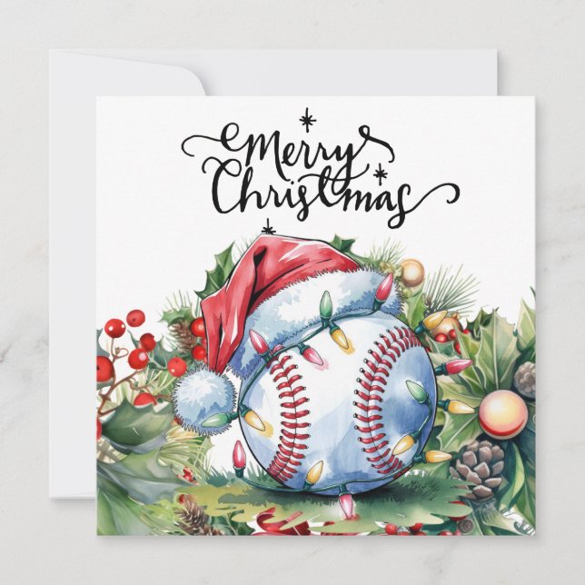 Baseball Christmas  Holiday Card (Front)