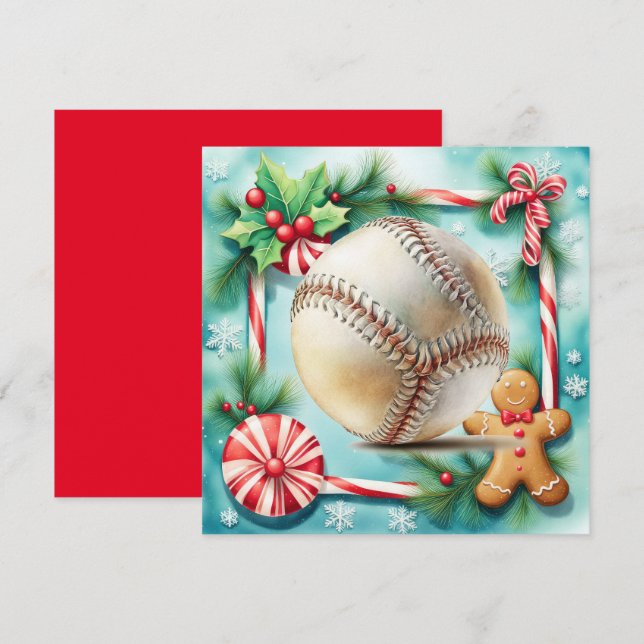 Baseball Christmas  Holiday Card (Front/Back)