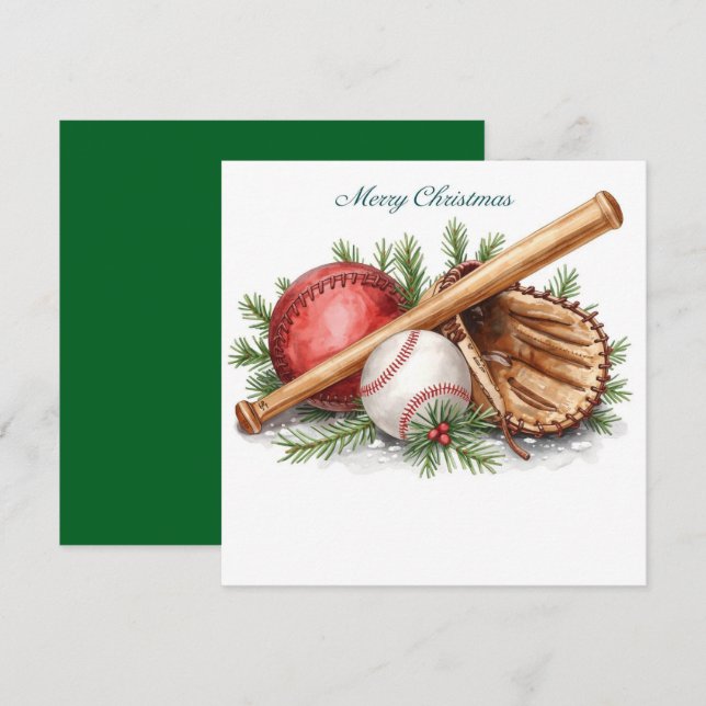 Baseball Christmas  Holiday Card (Front/Back)