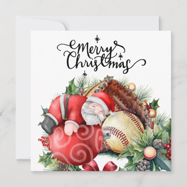 Baseball Christmas  Holiday Card (Front)