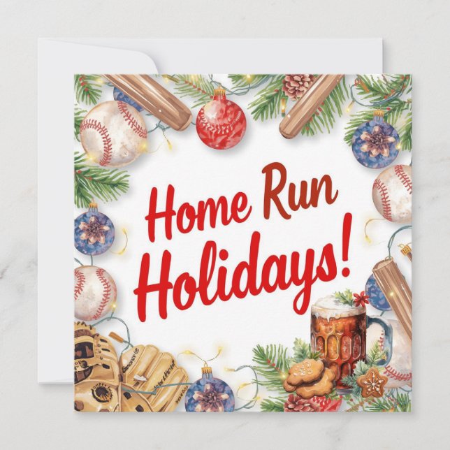 Baseball Christmas  Holiday Card (Front)