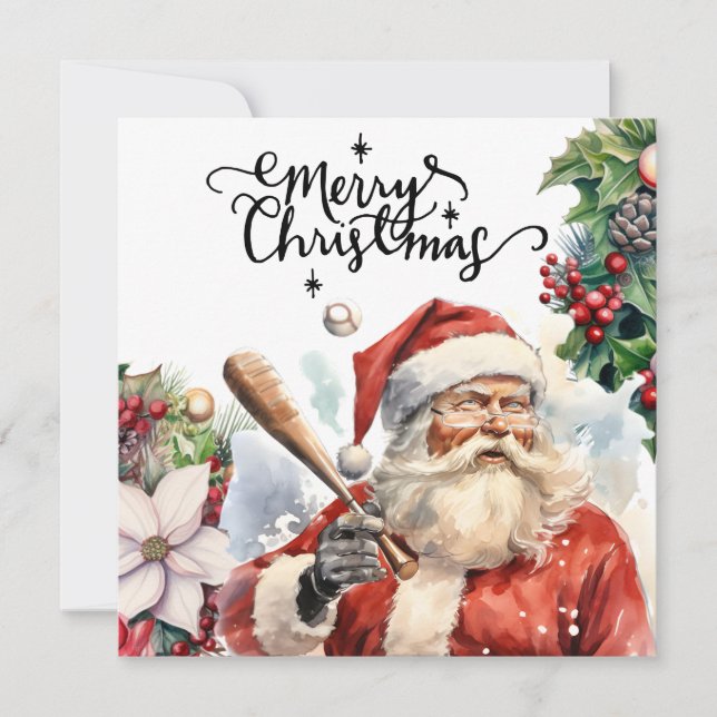Baseball Christmas  Holiday Card (Front)