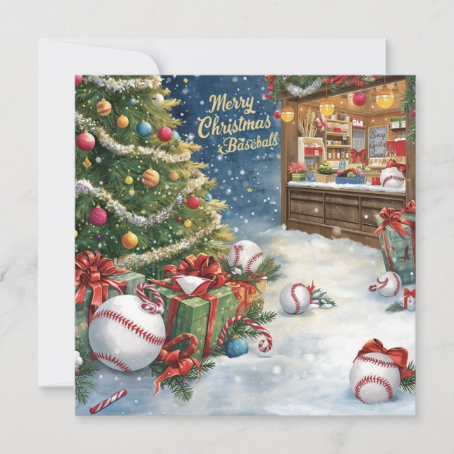 Baseball Christmas  Holiday Card (Front)