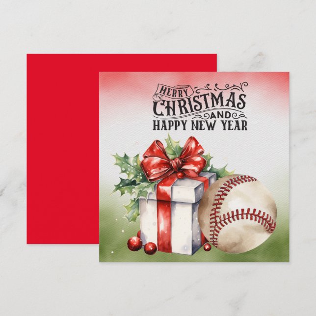 Baseball Christmas  Holiday Card (Front/Back)