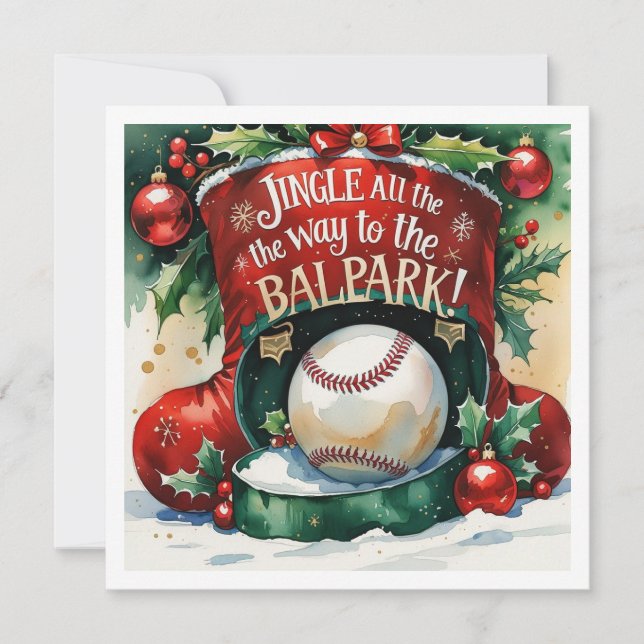 Baseball Christmas  Holiday Card (Front)