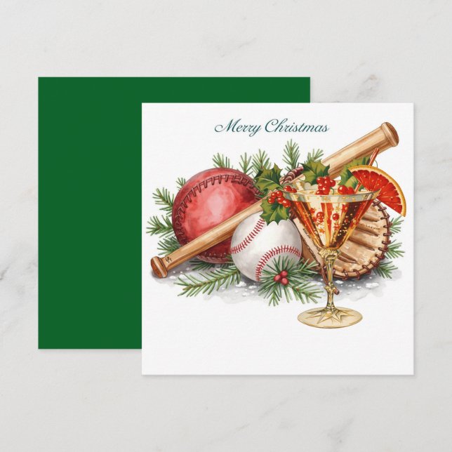Baseball Christmas  Holiday Card (Front/Back)