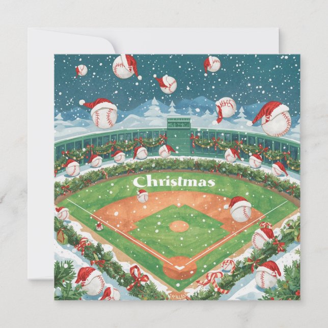Baseball Christmas  Holiday Card (Front)