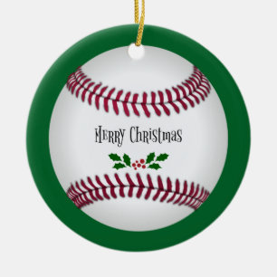 Baseball Christmas, holiday design, Ceramic Tree Decoration