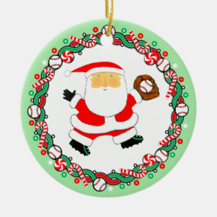 Baseball Christmas Holiday Gift Ceramic Tree Decoration