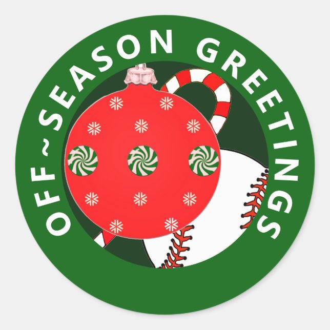 Baseball Christmas Holiday Gift Stickers (Front)